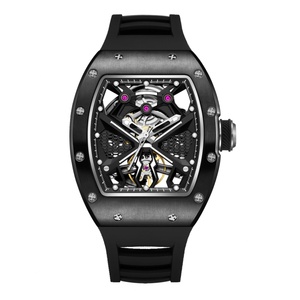 Relojes Hombre Mechanical Automatic Low MOQ Hollow Out Luxury Automatic Skeleton Barrel <b>Watch</b> for Men - Product Image 3