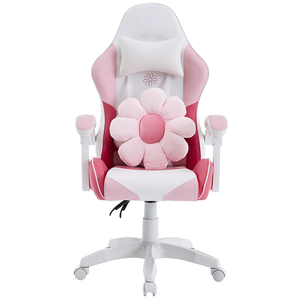 Silla <span class=keywords><strong>Gamer</strong></span> Moderna y Encantadora en Rosa y Blanco, Silla <span class=keywords><strong>Gamer</strong></span> con Acolchado Bonito y Adorable para Mujeres, Almohada en Forma de Corazón, Silla de Juego Elegante - Product Image 2