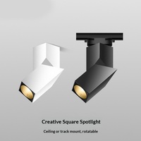 Iluminación de Riel Creativa Personalizada, LED COB de Superficie, Ángulo de Haz Ajustable, Focos Cuadrados de Techo Estilo Nórdico para