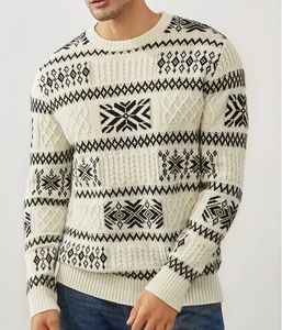 Pulls en coton d'hiver personnalisables pour hommes Pull surdimensionné avec design jacquard Col rond à la mode-Respirant à la mode - Product Image 1