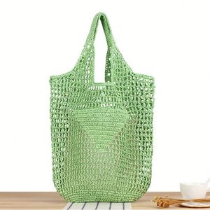 Custom Logo Large Capacity Hand Hook Braided Summer Woman Portable Beach Tote Bags Solid Color Fashion Dress Style - Product Image 5