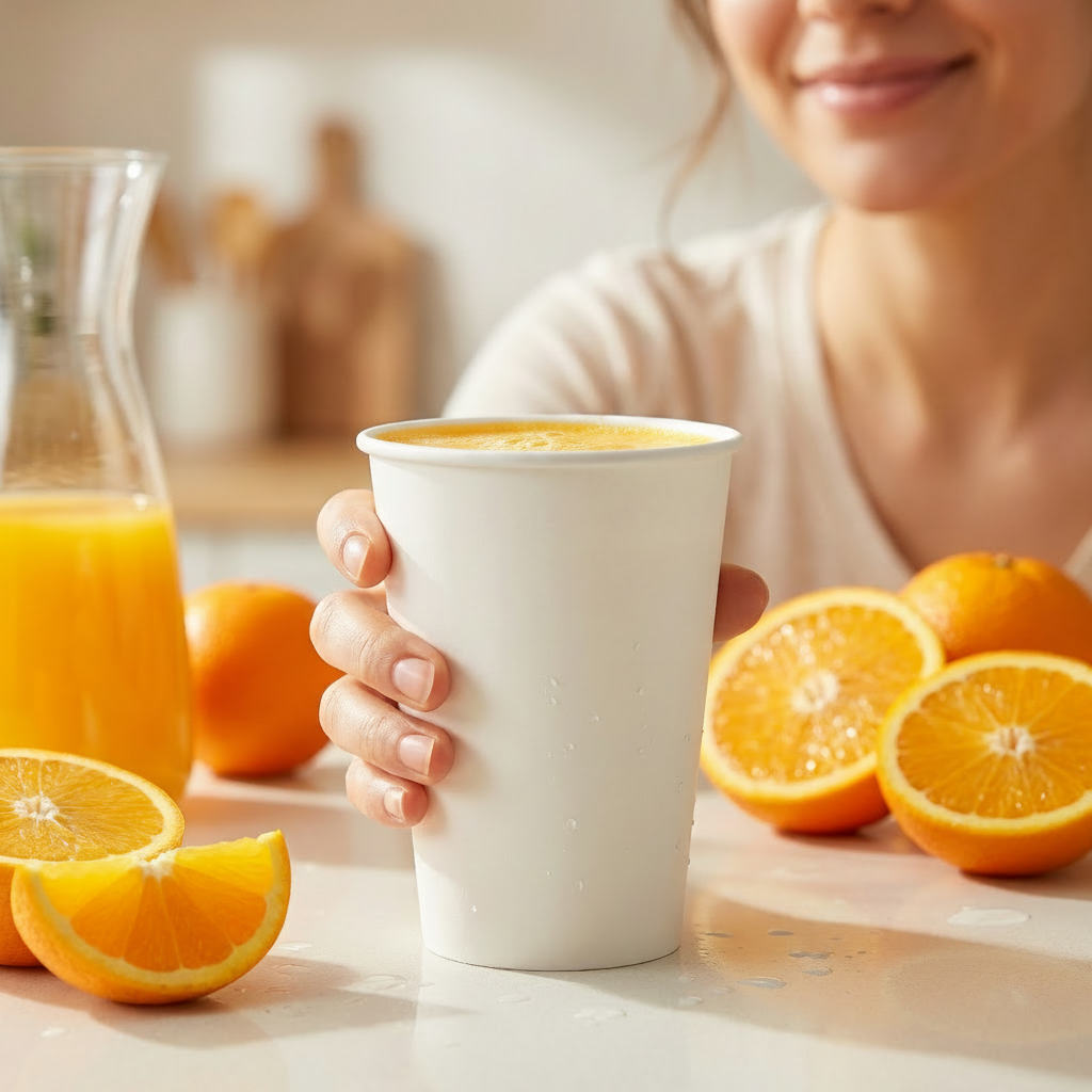 Food Grade Biodegradable Paper Cup for Water Juice Disposable Single Wall Paper Drink Cup for Food Packaging