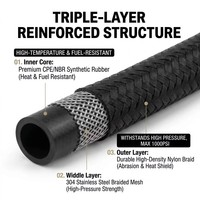 Tuyau en caoutchouc tressé en nylon NBR/CPE de longueur personnalisée avec fil de traçage coloré AN6 AN8 AN10 pour l'huile, le carburant et l'air