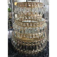 En gros décoration de mariage surprise grand cristal or gâteau présentoir de table de décoration à vendre