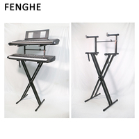 Support de clavier en fer robuste pour instruments de musique à double plateau – Idéal pour les professionnels