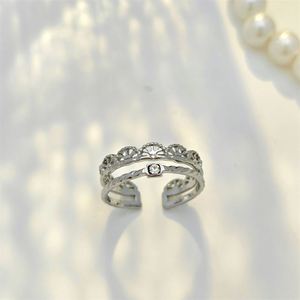 Anillo De Acero Inoxidable Adjustable Stainless Steel Hollowed-out Retro Style Stainless Steel <b>Couple</b> <b>Ring</b> Double-layered <b>Ring</b> - Product Image 2