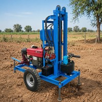 Machine de forage d'eau tractée 200m, machine diesel portable, équipement de forage de puits d'eau pour l'approvisionnement en eau rural