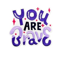 Écusson thermocollant personnalisé en tissu polyester brodé de lettres anglaises violettes, inspirant et positif, pour vêtements