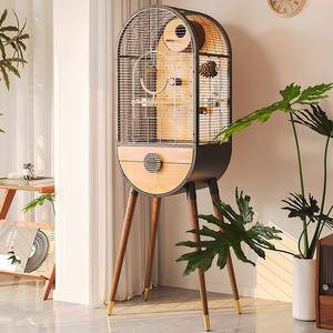 Doğal ahşap demir çıkarılabilir Villa papağan kuş üreme kafesleri DIY lüks büyük kuş kafesi - Product Image 4