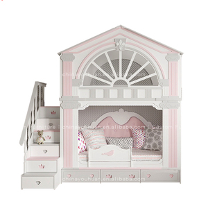 Cama infantil <span class=keywords><strong>de</strong></span> estilo europeo con forma <span class=keywords><strong>de</strong></span> casa en el árbol, litera con barandillas y espacio <span class=keywords><strong>de</strong></span> almacenamiento para habitaciones <span class=keywords><strong>de</strong></span> <span class=keywords><strong>niñas</strong></span>, personalizable. - Product Image 5
