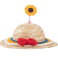 Sombrero de Paja para Mascotas con Hélice de Bambú, Divertido Sombrero de Sol con Diseño de Dibujos Animados para Perros, Gatos y Animales Pequeños, Accesorios para Fiestas