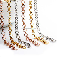 Chaîne Rolo en Acier Inoxydable Non Soudé, Vente en Gros, Chaîne à Maillons Ronds pour Perles, Fabrication de Bijoux DIY, Chaîne pour Colliers et Bracelets avec Espaces Entre les Maillons