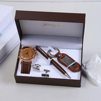 Jam Tangan Quartz Pria Mewah Personalisasi Tren 2026 + Dompet + Gantungan Kunci - Hadiah Hari Valentine & Natal untuk Bisnis