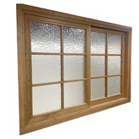 Hochwertiges japanisches Retro-Schiebefenster mit horizontalem Bogen, Schallschutz, Aluminiumlegierungsrahmen und geriffeltem Glas für Villeninterieur