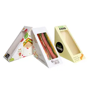 Scatole per imballaggio con cuneo Sandwich in cartone usa e getta personalizzate Kraft Sandwich Box