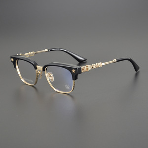 <span class=keywords><strong>Occhiali</strong></span> <span class=keywords><strong>da</strong></span> <span class=keywords><strong>Vista</strong></span> Artigianali Retrò CH8224 Unisex Edizione Limitata Montatura Nera Solida in Acetato Mezza Montatura Classica Anti <span class=keywords><strong>Luce</strong></span> Blu - Product Image 1