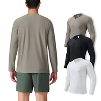 T-shirt à manches longues pour homme avec logo personnalisé, coupe ajustée et haute élasticité, vêtements de fitness pour la course à pied, directement de l'usine