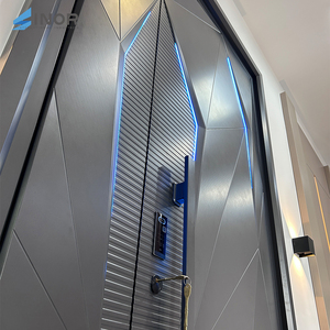 Porte d'entrée moderne en alliage d'aluminium avec panneau en verre trempé et installation facile en DIY pour appartement - Product Image 6