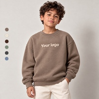 Sweat-shirt surdimensionné pour enfants avec logo personnalisé, impression en relief, col rond, épaules tombantes, pull pour garçons et filles, vente en gros, marque privée