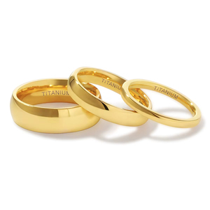 Tempusort Vente en gros <span class=keywords><strong>Bague</strong></span> de mariage éternelle plaquée or 2 mm/4 mm/6 mm, anneaux en titane poli bombé pour homme, <span class=keywords><strong>femme</strong></span>, couple, fiançailles - Product Image 1