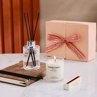 Fabrik Soja Wachs Kerzen Reed Diffusor Sets Rattan Kerze und Reed Diffusor Geschenk box Set