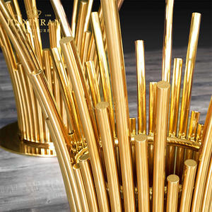 تصاميم جديدة أو طاولات طعام حديثة فاخرة ذهبية من الزجاج المقسى - Product Image 3