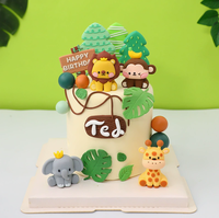 Décoration de gâteau d'anniversaire pour enfants en forme d'animal de dessin animé en silicone souple, à insérer, pour pâtisserie
