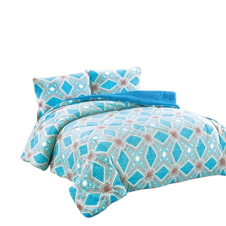 Couverture fourrure de coton confortable, plaid de luxe en flanelle, imprimé, ensembles couette pour lit d'hiver