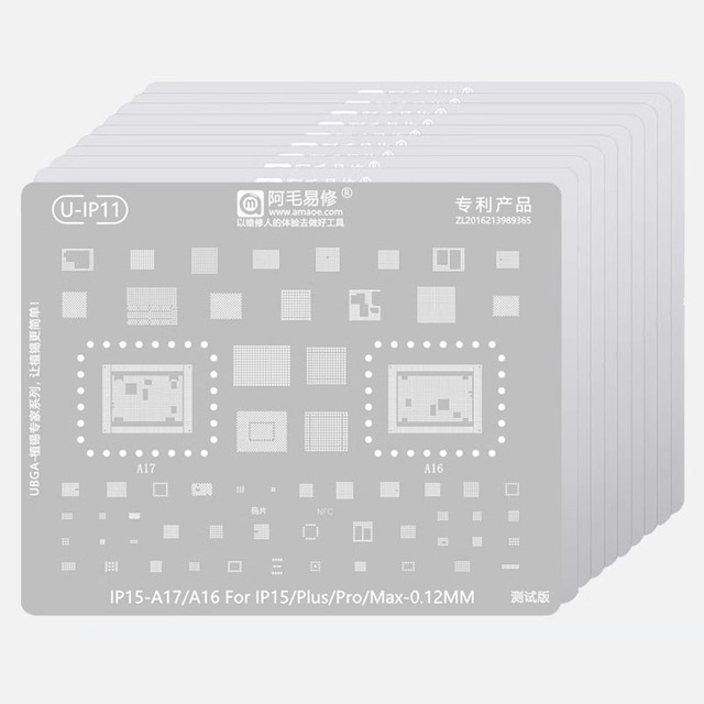 Amaoe BGA Reballing Stencil Mesh for iPhone 17 16 15 14 13 12 11 Series X/XS/XS Max/XR/8/8P/7/6S/6 A16 A15 A14 A13/12/A11/A10