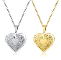 Haute Qualité Femmes Or Rempli Délicat Collier Ouvert Photo Coeur Médaillon Pendentif 18k Plaqué Or En Acier Inoxydable Collier