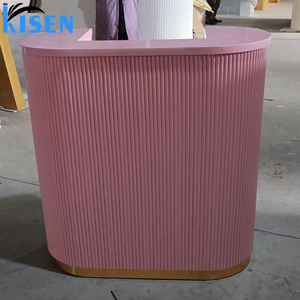 Bancone Reception Kisen 100cm di Alta Qualità, Personalizzabile, Durevole, Beige Bianco Rosa, per Arredamento Salone di Bellezza - Product Image 6