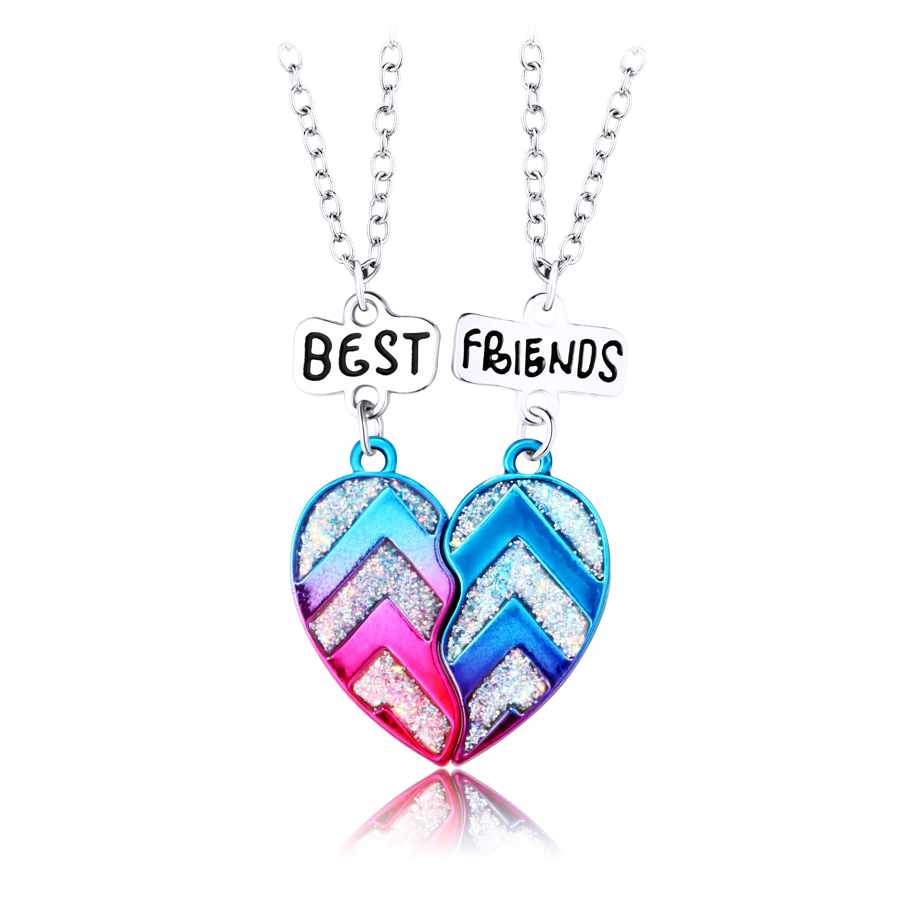 Love Best Friends Chain for Children i migliori gioielli per amicizia per bambini collana con ciondolo a mezzo cuore Set collana con ciondolo a cuore BFF