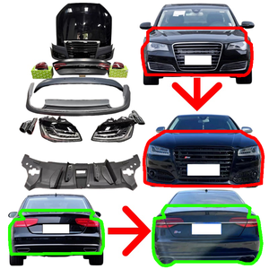 Kit Carrozzeria Perfetto per <span class=keywords><strong>Audi</strong></span> <span class=keywords><strong>A8</strong></span>, Aggiornamento a S8, Paraurti Anteriore e Posteriore, Fari LED, Griglia, Spoiler, Servizio Post-Vendita Senza Preoccupazioni - Product Image 1