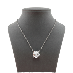 Collana con Pendente in Diamante Sintetico Rotondo, Argento 925 Placcato <span class=keywords><strong>Oro</strong></span> 14K, Solitario a Quattro Punte, Diamante CVD HPHT - Product Image 4