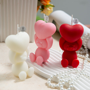 Romantic Heart Bear Scented Soy Wax Candle Rose Bear <b>Ornament</b> Home Atmosphere Decor Gift - Product Image 1