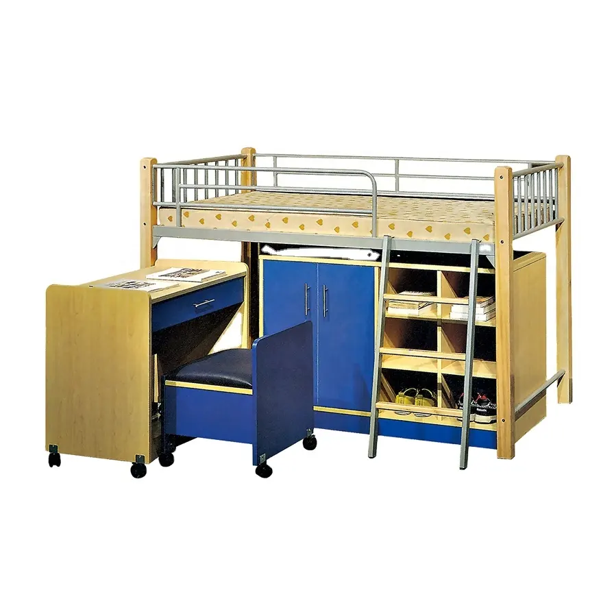 Litera de metal y madera contrachapada para niños, cama para dormitorio, gran oferta