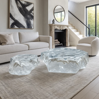 JingYue table d'appoint de luxe en résine transparente personnalisée meubles artisanaux pour espaces commerciaux hôtels salons