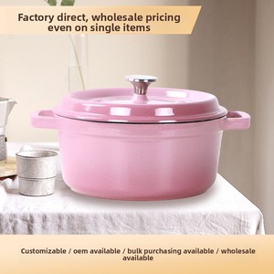 Vente en gros d'usine, petite casserole en fonte émaillée de 20 cm, antiadhésive, style chinois, épaissie, pour ragoût, soupe, ustensiles de cuisine, dropshipping - Product Image 2
