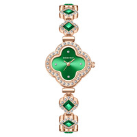 Bracelet à la mode à quatre feuilles de trèfle, montre à quartz, émeraude, montre pour femmes, montre pour femmes, vente chaude