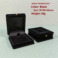 Boîte à bijoux DOER imprimée en velours noir à motif carré, coffret à bagues, boîte à pendentifs, ensemble d'emballage pour chaîne de maman 53*53*45