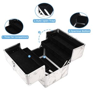 Personalizado Estilo Vintage Maquiagem Kits Profissional Alumínio Metal Vanity Nail Trolley Case com sacos cosméticos & Casos - Product Image 4