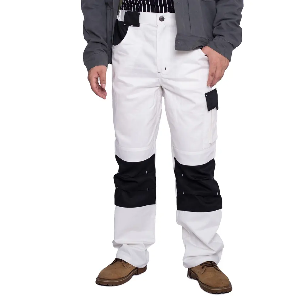 白の安い画家パンツ絵画メンズカーゴパンツ秋の安全労働者のズボン石炭鉱山作業服パンツ