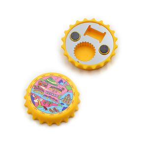 Factory OEM Bulk Foil Sticker Cap Opener Souvenirs Customized Metallic Tin <b>Shaped</b> <b>Magnetic</b> Beer Bottle Opener Fridge Magnet - Product Image 4