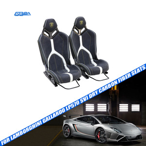Asiento de coche negro de fibra de carbono seca personalizable de primera calidad con cuero Nappa Alcantara para Lamborghini LP570 - Product Image 1