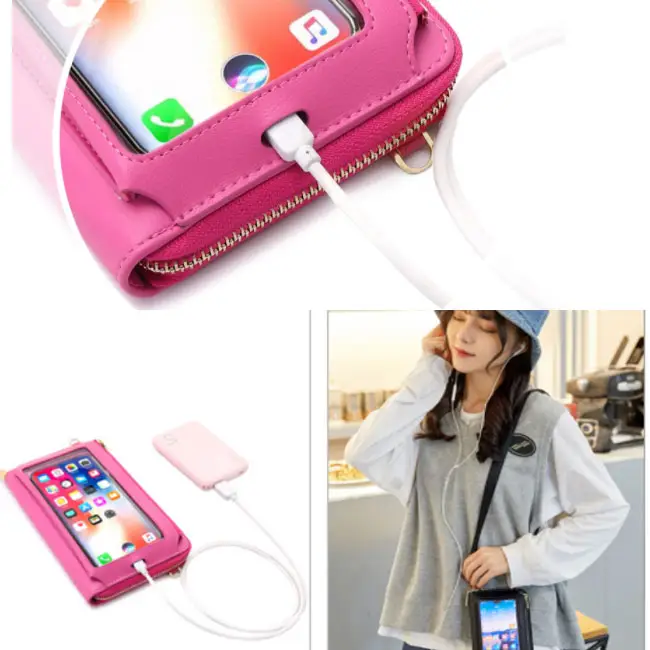 Women Touch Screen Wristlet Handbag RFID Blocking Clutch Wallet Card Holder Cell Phone Case Pocket Crossbody Phone Bag