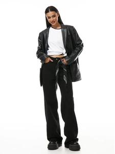 Jeans décontractés pour femmes, coupe bootcut, denim noir clair, taille mi-haute, respirant - Product Image 3