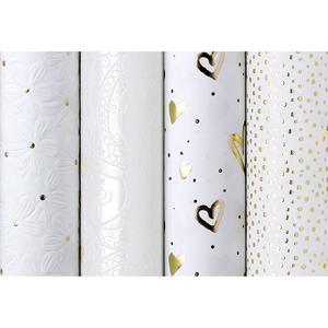 Love Gift <b>Wrap</b> 1.5m x 70cm <b>White</b> Gold Hearts Valentine's Day Supplies - Product Image 1
