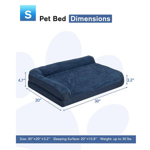 8268 fond <span class=keywords><strong>antidérapant</strong></span> velours couverture Nay bleu L en forme de lit en mousse de caisse d'oeufs pour chien de compagnie couverture amovible doux confortable lit orthopédique pour chien - Product Image 2