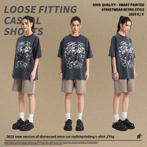 2025 Mùa Hè Cổ Điển Đau Khổ Cắt Tear In Rửa T-Shirts Cho Nam Giới Mỹ Phong Cách Hợp Thời Trang Thương Hiệu Nhân Vật Tùy Chỉnh T-Shirts - Product Image 3