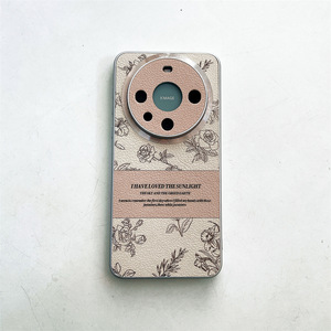 Para Apple 17PROMAX Funda de cuero de lujo para teléfono móvil Phone Grip Sketch Rose Pura70PRO Niche Funda protectora en relieve hecha de PU - Product Image 6